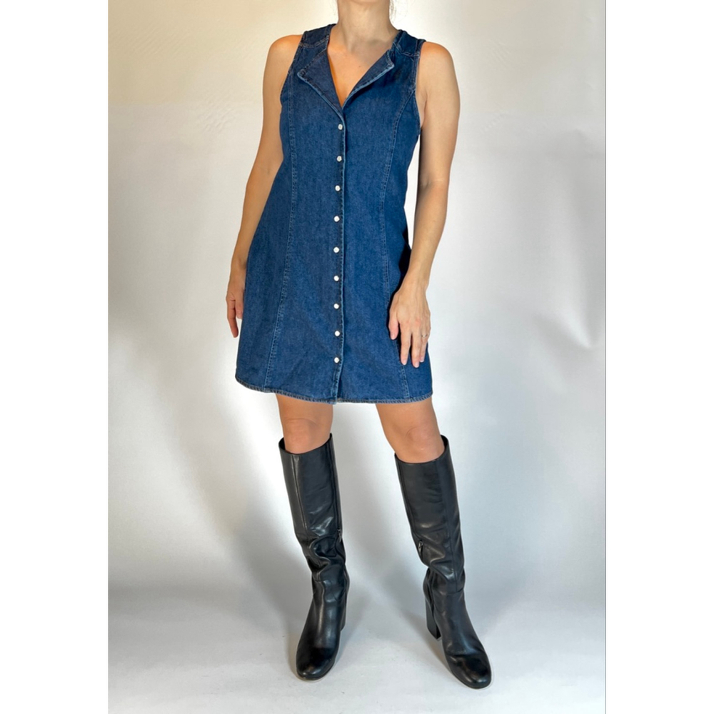 NWT Reformation Dress Blue Denim Sleeveless Mini Dress Size 10 - Picture 1 of 7
